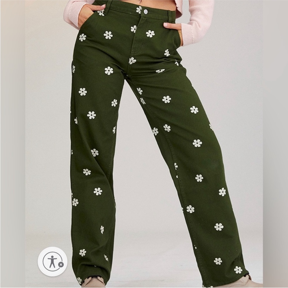 Pacsun stamped floral boyfriend carpenter jeans